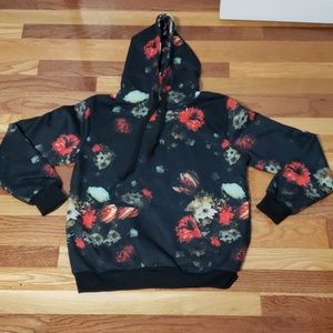 Womens flower print sweatshirt hoodie size Medium